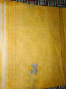 Yellow cotton(sutti) saree