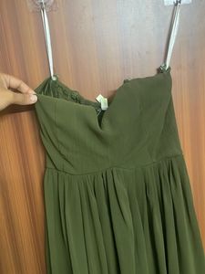 Olive Green Strapless Maxi Dress
