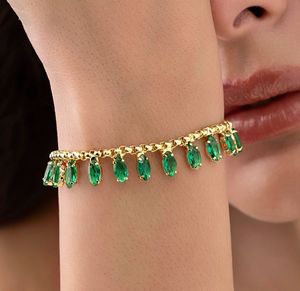 Elegant Emerald Dangle Bracelet