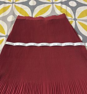 Maroon Pleated Midi Skirt