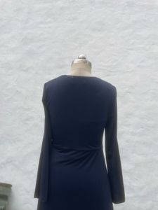 Elegant Navy Blue Twist Front Dress