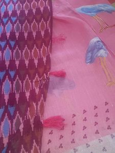 Elegant Pink crane design  Saree