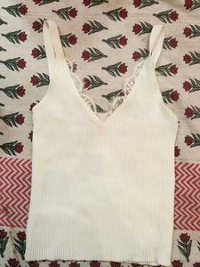Elegant White Lace Trim Tank Top