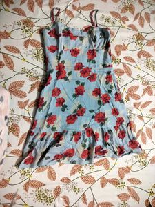Light Blue Floral Mini Dress