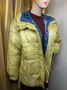 Stylish Padded Jacket with Denim Detail