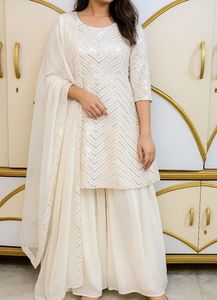 Elegant White frock and plazo