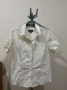 White Short Sleeve Button-Up Shirt