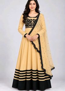 Elegant Beige Anarkali Gown
