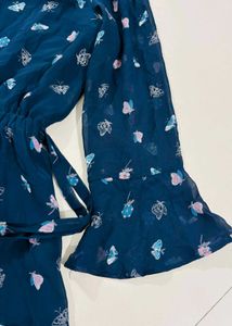 fit and flare blue dress