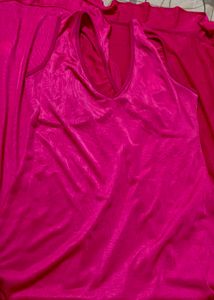 Shein Pink Ruched Mesh Top