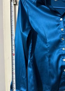 Elegant Teal Satin Shirt