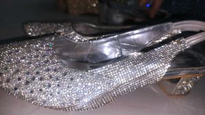 Sparkly Silver Wedge Sandals
