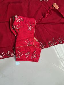 Elegant Red Embroidered Saree