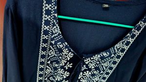Ethnic Printed Navy Blue Co-ord Set with Pants