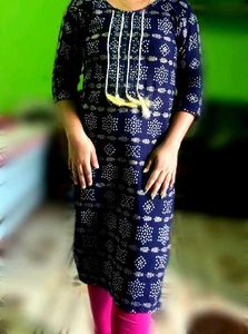 Elegant Blue Bandhani Kurta mirror work