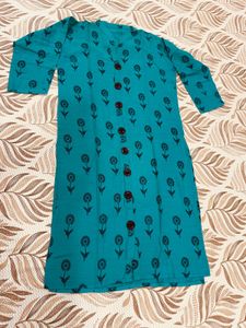 Teal Floral Print Kurta