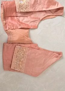 Elegant Peach Silk Saree with Gold Border