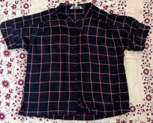 Navy Blue Checkered Shirt