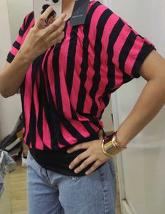 Calvin Klein Pink &amp; Black Striped Tunic Top