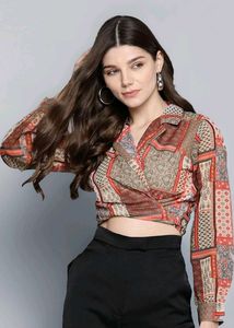Boho Print Wrap Crop Top