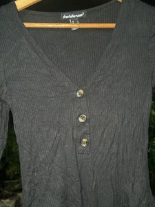 Ribbed Button-Up Long Sleeve Bodysuit