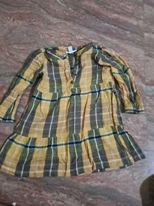Plaid Tiered Long Sleeve Dress