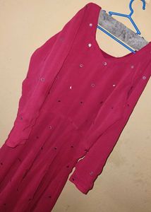 Beautiful Pink Sequined Ethnic Gown