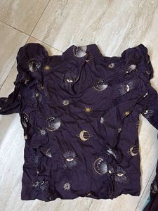 H&amp;M Celestial Print Ruffle Top