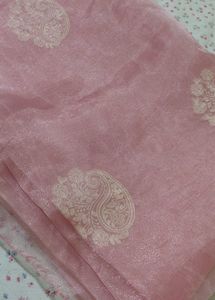 Elegant Pink Saree with Paisley Embroidery
