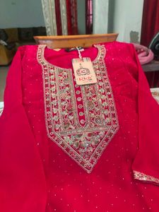Elegant Pink  Embroidered Anarkali  Kurta Set