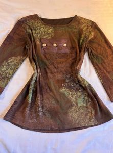 Brown Earth Tone Long Sleeve Top