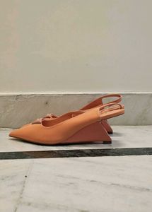 Prada Inspired Stylish Orange Slingback Wedge Heel