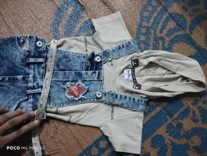 Cute Denim Overalls &amp; T-Shirt Set