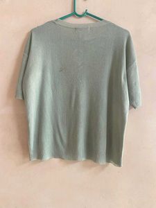 Sage Green Knit T-Shirt .( size - M)
