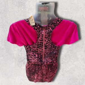 Western Top With Tshirt 2 Piece Top Material Chiffon Tshirt Cotton Wear Also M To L Size
