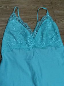 Aqua Lace Trimmed Nightgown