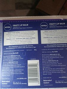 *NEW* Nivea Fruity Lip Balm Pack Of 3