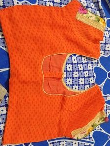 Vibrant Orange Bandhani Saree
