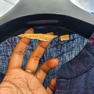 Navy Blue Printed Kurta