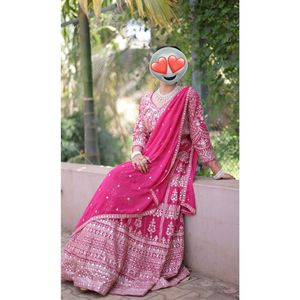 Stunning Pink Embroidered Lehenga Choli