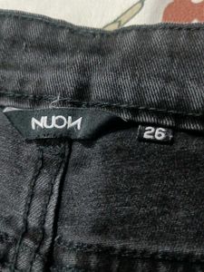 Black Denim Shorts with Side Tape