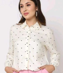 White Polka Dot Button-Up Shirt