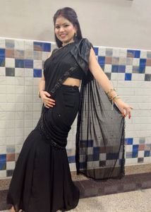 Elegant Black Sequined Saree