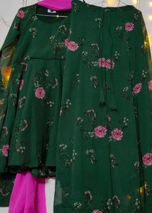 Green Floral Kurta Set with Palazzo