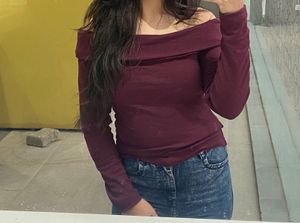 Maroon Off-Shoulder Top