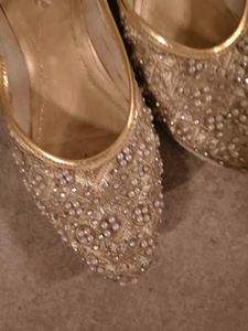 Embellished Gold Juttis - Indian Flats