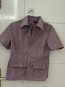Lilac Short Sleeve Button Down Shirt