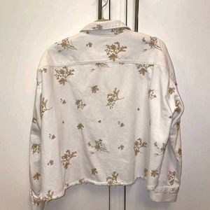 Final Sales 🔥Zara White Floral Print Cropped Deni