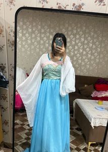 Elegant Blue Gown with White Cape❤️🦋🎀