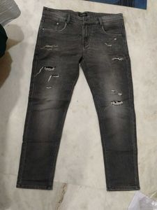 Men's Distressed Grey Jeans